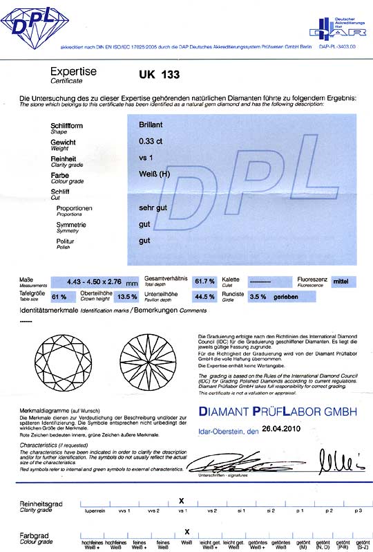 Foto 9 - Diamant 0,33ct Brillant, DPL Zertifikat H VS1 Brillant, D6068