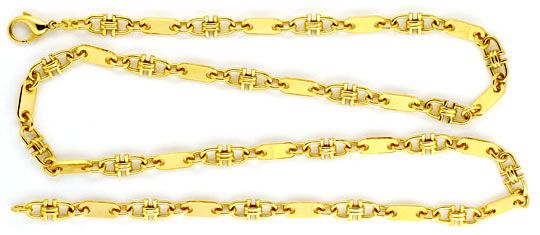 Foto 2 - Steigbügel Plättchen Anker Goldkette Armband massiv 14K, K2212