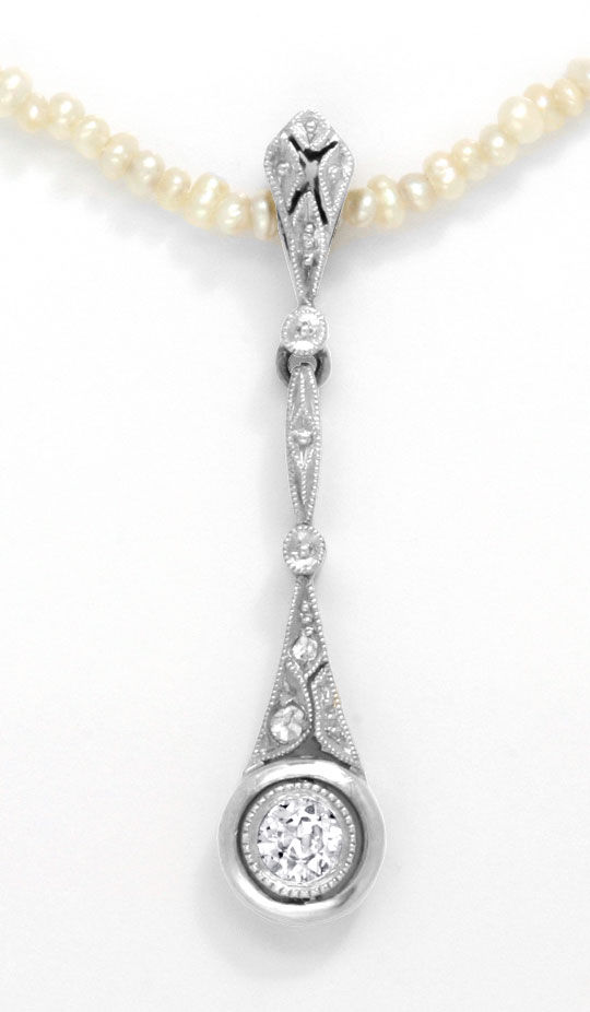 Foto 2 - Art Deco Diamant-Collier Platin-Gold Saat Perlen, S4720