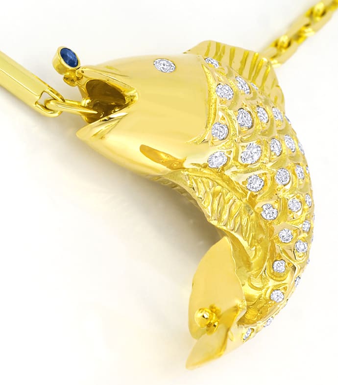 Foto 2 - Plastischer Fisch mit Brillanten an Goldkette, S5604
