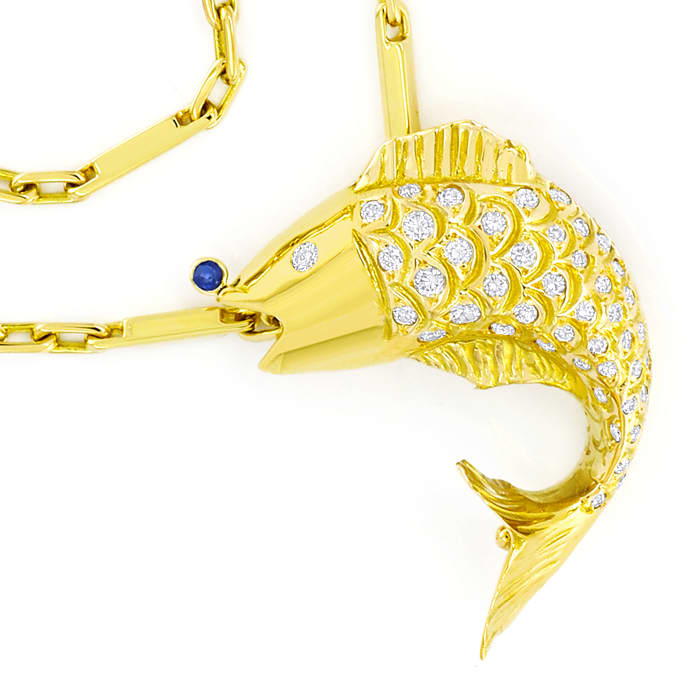 Foto 3 - Plastischer Fisch mit Brillanten an Goldkette, S5604